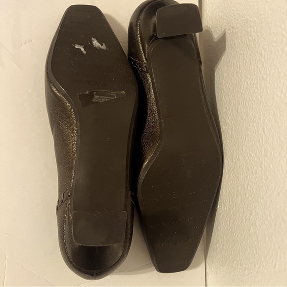 Stuart Wieitman Brown (Pewter) Square Toe Leather Kitten Heels 7.5 Made in Spain - Picture 10 of 15